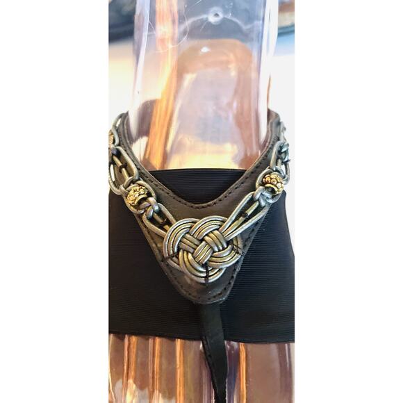 Naot Sz 39 US 8.5 Jennifer Black Stretch Fabric Strp Unique Piping Silver Beads - Picture 6 of 10